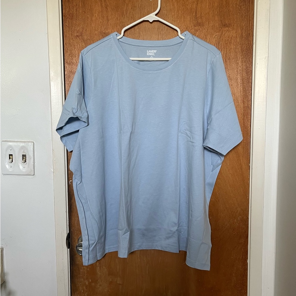 Land’s End relaxed Supima cotton crewneck tee T-shirt top soft blue haze 3X NWT